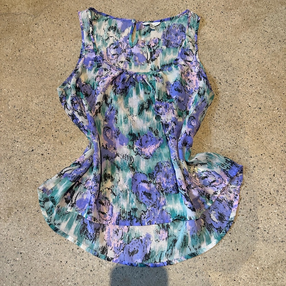 VINTAGE MESH FLORAL TANK BLOUSE